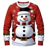 Nova Camiseta Masculina de Manga Longa com Estampa 3D de Boneco de Neve de Natal 2025