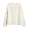 Cardigan de Punto para Mujer 2026 Primavera y Otoño Nuevo Lana Fina Cuello Redondo Manga Larga Jacquard Holgado Versátil Top Chaqueta