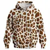 Moletom com capuz e cordão estampa de leopardo europeu e americano, corte solto, pulôver high street com estampa