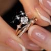 Nova fonte ao vivo 1 quilates simulação moissanite star orbit anel mulheres rosa de ouro design de moda anel de casamento aberto