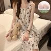 Camisola de Verão Fina Sem Mangas com Bojo para Mulheres, Estilo Japonês Fofo e Doce Vestido de Peça Única com Alças para Meninas, Roupa de Casa