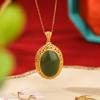 Colgante de plata de ley S925 con diseño de grulla Xiangyun Ruyi de Yuebao, chapado en oro y jade hetiano, estilo retro.