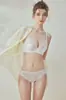 Roupa íntima feminina fina e sexy estilo francês, respirável, de renda, com bojo para mostrar seios grandes, orelha de coelho