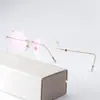 Gafas de Prescripción Ambush Nuevas Sin Marco con Borde Cortado, Gafas Cuadradas de Titanio Puro Estilo Chino Nuevo para Mujer