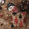 Funda de Almohada Estampada de Reno y Muñeco de Nieve Navideño Set Azul de Cuatro Piezas Funda de Cojín de Atmósfera para Sofá de Sala de Estar Navideña Respaldo