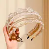 Transfronterizo Nuevo 2025 Diadema Retro de Perlas y Rosas Coreana de Doble Capa para Salir Accesorios Populares Dulces Franceses para el Cabello