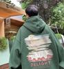 Sudadera con capucha color rojo vino para hombre, otoño, marca de moda americana estampada, adolescente, a la moda, combinable, estilo urbano, casual, chaqueta