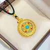 Colgante de Calabaza Chapado en Oro Tendencia de Tiktok, Dios de la Riqueza Amarillo, Brújula de los Ocho Tesoros Propicios, Cadena para Suéter de Cuerda para Cumplir Deseos al por Mayor