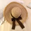 Sombrero de Playa de Paja Raffia Estilo Francés de Ala Ancha Sombrero de Protección Solar para Vacaciones en la Costa 2026 Nuevo Diseño Hueco Sombrero de Paja Parasol para Mujer