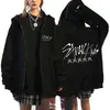 Sudadera Periférica de Grupo de Cantantes Estrella Coreana Stray Kids Harajuku Estampada Sudadera Holgada con Capucha y Cierre para Hombre y Mujer