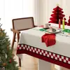 Mantel de Navidad Impermeable y a Prueba de Aceite Sin Lavar Mantel de Ambiente Año Nuevo Rojo Decoración Festiva Mantel para Mesa de Café