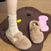 Pantuflas de felpa gruesas, esponjosas y antideslizantes con suela gruesa para mujer, nuevo estilo 2026, cálidas para otoño e invierno, que aumentan la altura, zapatos de algodón Bob Ken