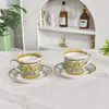 Conjunto de Xícara e Pires para Café em Porcelana de Osso Europeia Luxo Leve Xícara de Chá da Tarde da Corte Presente de Negócios Par de Xícaras Cerâmicas Em Estoque Atacado