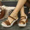 Sandalias de cuña de talla grande para mujer, comercio exterior transfronterizo, nuevo modelo de verano 2026, estilo europeo y americano, sandalias de moda casual de doble uso