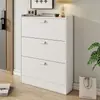 Zapatero ultradelgado de 17 cm para uso doméstico, gabinete moderno y simple de entrada con puerta abatible para pasillos estrechos, zapatero económico, ahorrador de espacio