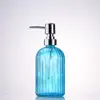 Botella de Lavado de Manos de Rayas Verticales de Alta Calidad, Vidrio Espeso, Botella Dispensadora Multifuncional para Loción y Gel de Ducha, Botella de Vidrio Resistente a la Humedad y al Calor