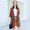 Leche de Papaya Verano Nuevo Estilo Coreano Gabardina Moda Elegante Manga Tres Cuartos Color Sólido Bolsillo Cordón Delgado Chaqueta Moderna