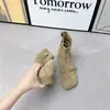 Botas Cortas Occidentales de Tacón Grueso con Aumento de Altura de Moda para Mujer 2026 Otoño/Invierno con Felpa Botas Adelgazantes Mary Jane Botas de Calcetín Elástico