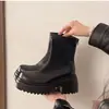Botines Delgados de Moda con Cremallera Trasera y Suela Gruesa para Mujer, Nuevo Estilo Primavera/Otoño 2026, Botines Elásticos de Moda con Tacón Alto Grueso