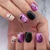 Halloween Gato Morado Ojo de Gato Uñas Portátiles Brillo Uñas Postizas Lindo Fantasma Murciélago Momia Red de Araña Piezas de Arte para Uñas