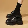 Mocasines de suela gruesa para mujer, nuevo modelo otoño 2026, zapatos para mujer que aumentan la altura, estilo británico, suela suave, cómodos para los pies, zapatos pequeños de cuero con punta redonda