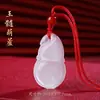 Colgante de Ágata de Hielo Blanco de Calcedonia Natural de Alta Calidad con Diseños de Guanyin, Buda, Hojas, Peces Dorados, Pixiu, Calabaza y Candado de Paz Adornos de Jade