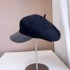 Gorra de lana con costuras de cuero retro artístico para mujer, gorra octogonal de moda para todo tipo de invierno, gorra de vendedor de periódicos cálida