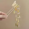 Grampo de Cabelo Dourado Estilo Antigo com Borla, Novo Grampo de Cabelo Estilo Chinês, Grampo de Cabelo em Forma de U, Grampo de Cabelo Elegante, Acessórios para Hanfu e Cheongsam