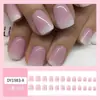 Manicura Francesa Rosa y Blanca Degradada Más Vendida de Comercio Exterior, Uñas Postizas Portátiles de Estilo Suave y Elegante, 24 Pegatinas para Uñas