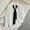 Corbata de Estilo Nuevo, Camisa Universitaria Simple de Ajuste Holgado para Primavera y Otoño, Diseño de Manga Larga, Camisa Blanca de Nicho