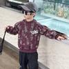 Moletom Masculino de Lã com Etiqueta Forrado de Fleece para Final de Outono Roupas de Inverno Crianças Bonito Versátil Tops Roupas Infantis Pequenas e Médias Meninos