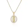 Collar Colgante Geométrico Aogu Cruz Chapado en Oro de 18 Quilates Incrustado con Circonita Hueca María para Mujer Versátil de Nicho