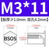 Yishenglong Pernos Remachables para Agujero Ciego de Acero Inoxidable Tuercas Remachables Placa de Presión Hexagonal Rosca Bsos-M3M4