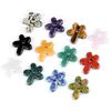 Colgante de Flor de Cinco Pétalos de Piedra Natural, Collar Hecho a Mano Estilo Antiguo DIY, Decoración de Cadena para Suéter, Pétalos de Cristal Natural en Forma de Flor