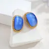 Pendientes Geométricos en Forma de C de Acero Inoxidable con Oro de 18 Quilates y Incrustaciones de Diamantes, Moda Europea y Americana de Nicho, Joyería Vintage