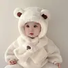 Bufanda Sombrero de Peluche de Dibujos Animados para Niños Otoño e Invierno Orejera Linda Integrada Sombrero de Bebé Cálido Sombrero de Muñeca Súper Lindo Resistente al Viento
