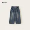 Youbao Huzhou Zhili Roupa Infantil Malha Suéter Cardigan para Criança Grande Jeans de Perna Reta Conjunto de Duas Peças Conjunto de Menina
