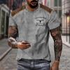 Camiseta de hip hop callejero con estampado 3D de estilo deportivo informal, holgada, de manga corta, de verano, 2024