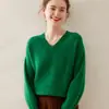 Suéter Básico de Punto de Cachemira Versátil de Moda para Mujer, Jersey de Manga Larga con Cuello en V, Cálido, Holgado, Adelgazante