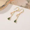 Ganchos de Orelha Yiluyin S925 Prata Esterlina Banhado a Ouro Jade Hetian Pérola Novo Estilo Chinês Cabacinha Longo Versátil Brincos de Prata
