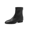 Botas de tornozelo minimalistas, atemporais, de cor sólida, novas, versáteis, bico redondo, salto grosso, sola silenciosa, tamanho de exportação, com zíper traseiro, botas de corte justo