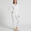 Jaqueta de Yoga Justa com Cintura Marcada e Estampa Espinha de Peixe Conjunto de Calça Legging de Yoga de Cintura Alta Levanta Bumbum Peach Buttocks Emagrecedor
