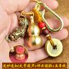 [Atacado do Fabricante] Cordão Amarelo Moedas dos Cinco Imperadores Chaveiro Pixiu Latão Xiangyun Pixiu Curvo Cabana Oca Pingente de Chave