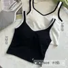 Chaleco Corto Clásico de Cuatro Estaciones con Bloques de Color y Escote Bajo, Cómodo y No Necesita Usar Sujetador, Camisola con Copas Fijas 2302