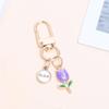Chaveiro de Tulipa Colorida Transfronteiriço Europeu e Americano Pingente de Letra Fofo Simples Para Sempre Pingente de Bolsa para Meninas