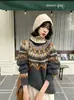 Suéter estilo Fair Isle coreano para mujer Otoño/Invierno 2026, tejido de imitación alpaca, cuello redondo retro, jersey, estilo casual