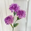 3 flores artificiais de dália, crisântemo, flores falsas para decoração de sala de estar em casa, arranjo para cena de casamento em hotel, adereços de fotografia