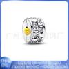 Colgante Pandora S925 chapado en plata cuproníquel con forma de corazón, estrella brillante y garra de gato, accesorios de bricolaje, cuentas
