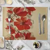Jogo americano de mesa de jantar com estampa floral Tapete de mesa europeu Utensílios de cozinha Guardanapo de mesa ocidental Porta-copos LOGOTIPO