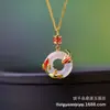 Pingente Banhado a Prata com Cobre e Calcedônia Verde Gelo Inserido com Colar de Ágata, Pingente Charme de Jade Cavalo do Zodíaco